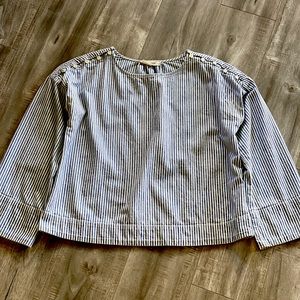 Madewell Striped Convertible Cold Shoulder Top